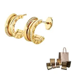 Золотые бриллиантовые серьги Unisex BVLGARI