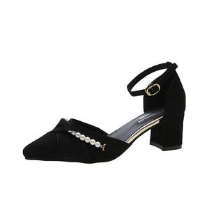 MXGM Женские туфли на массивном каблуке черные 5 см, цвет Black 5CM