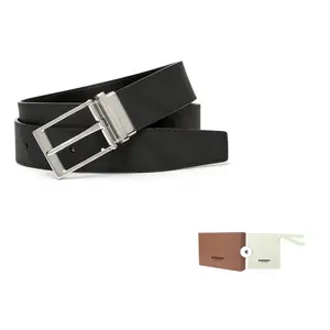 Ремень мужской кожаный Burberry Reversible Check, черный