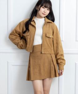 Мини-юбка из искусственной замши со складками.