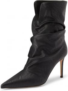 Женские сапоги FOWT, свободного кроя, средняя длина голенища, закрытый заостренный носок, ботильоны на шпильке, на подъем, короткие ботинки, стильные деловые и праздничные туфли, размеры 4-16 US, Black