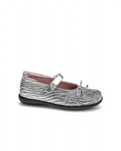 Детские туфельки из кожи на липучке Pablosky, серебряный