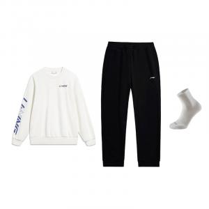 Li Ning Casual Sportswear Men's Li-Ning, айвори top+черный pants (includes socks)