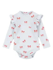 Боди с рюшами и принтом в виде бантиков Konges Sløjd, синий