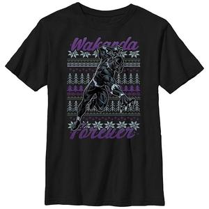 Футболка с принтом Boys 8-20 husky black panther ugly christmas sweater Marvel