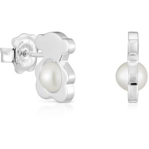 Серьги Tous Small 12 mm Bear With Cultured Pearls I-Bear, серебро
