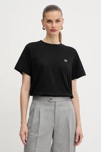 Хлопковая футболка Twinset, черный