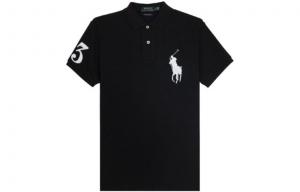 Мужская рубашка поло с короткими рукавами и принтом Polo Ralph Lauren SS22, черная, Черный