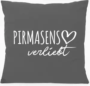 Подушка для дивана Huuraa Pirmasens in love подарок 40х40см с наполнителем Стальной Серый, хлопок, сувенир Pirmasens Hellweg Druckerei