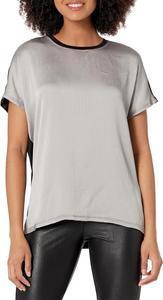 Женская однотонная блузка Tommy Hilfiger с короткими рукавами и комбинированной отделкой, Silver