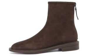 BOERDIQI Женские полусапожки черно-коричневые с коричневым флисовым утеплителем, цвет Brown Fleece-Lined