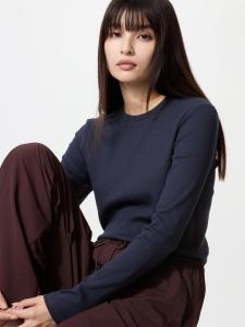 Лонгслив Uniqlo Soft Ribbed, 69 темно-синий