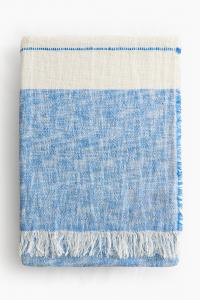 Покрывало H&M With An Admixture Of Flax, 130X170 см, голубой/кремовый