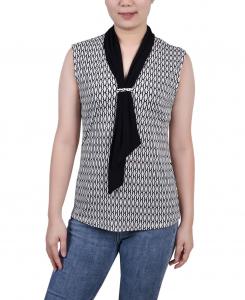 Миниатюрный топ без рукавов с шарфом NY Collection, мульти