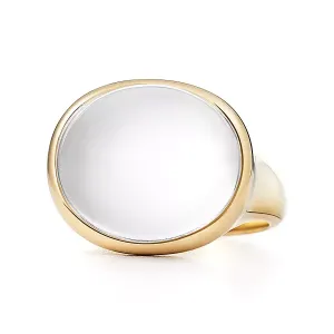 Кольцо Tiffany & Co. x Elsa Peretti Cabochon, золото/горный хрусталь