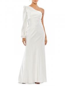 Атласное платье на одно плечо Mac Duggal Ruby red