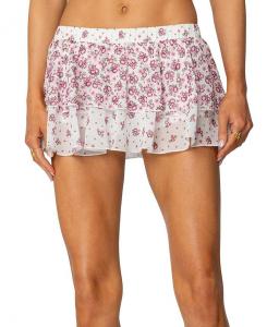 Флора Мини-юбка-шорты с рюшами Edikted, белый