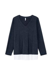 Многослойный свитер с блузочной отделкой Sheego, цвет Tiefblau Meliert