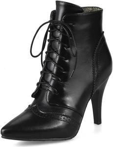 Женские ботильоны Quimeir на шпильке с заостренным носком и шнуровкой, Black #3