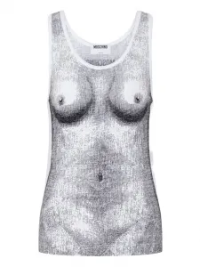 Топ с графичным принтом Moschino, белый