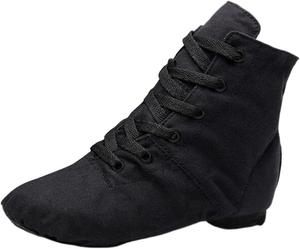 Детские туфли для девочек для танцев, однотонные ботильоны, теплые джазовые и балетные туфли для выступлений в помещении, детские тканевые модные танкетки Generic, Black