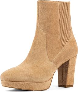 Женские ботильоны Donald Pliner LABELL с каблуком - каблук-блок 2 дюйма с платформой, ботинки на молнии, модные женские ботинки Donald J Pliner, Tobacco - Suede