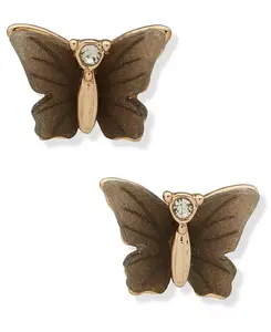 Серьги-Гвоздики в форме бабочек из стекла и камня Lonna & Lilly, jet