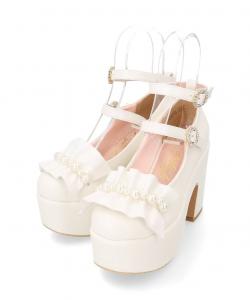 Туфли-лодочки с оборками Yosuke Usa, цвет Off White