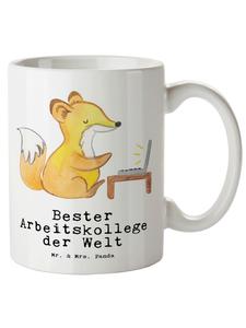 Кружка XL Фокс Лучший коллега в мире... в белом цвете Mr. & Mrs. Panda