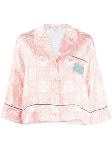 Off-White атласная рубашка с графичным принтом, розовый