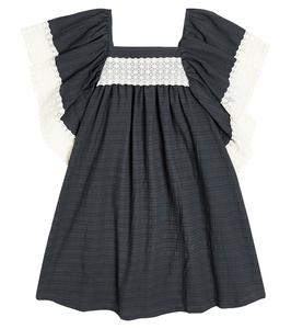 Детское хлопковое платье с кружевной отделкой Suncracy, черный