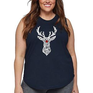 Женский топ plus size с принтом Santa's Reindeer La Pop Art, Navy