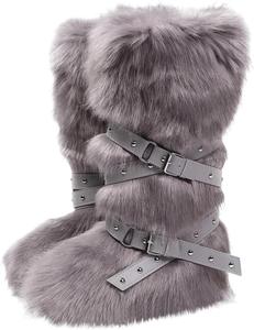 Женские высокие зимние ботинки с шнуровкой, средней высоты, с флисовой подкладкой, на плоской подошве, в стиле Y2K, теплые зимние ботинки для модного образа Generic, Grey