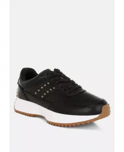 Женские кожаные кроссовки Athion с заклепками Rag & Co, черный