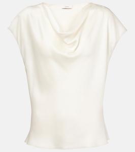 Драпированный топ из шелкового атласа Vince, белый