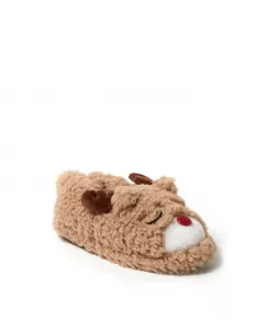 Тапочки с изображением животных Emery Critter с закрытой спинкой для девочек Dearfoams, коричневый