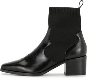 Женские стильные ботильоны YDN на низком массивном каблуке с эластичными вставками, квадратным носком и удобной посадкой, осенне-зимняя обувь, Black