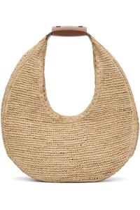 Большая сумка-луна из рафии Staud, мультиколор