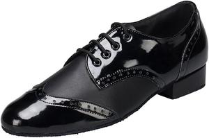 Мужские современные классические латинские туфли для бальных танцев с закрытым носком и шнуровкой Shutup.Dance, черный