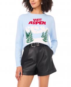 Женский свитер с круглым вырезом и длинными рукавами с принтом Visit Aspen Vince Camuto, Eggshell Blue