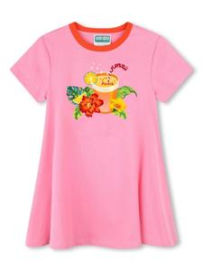 Kenzo Kids платье из органического хлопка с графичным принтом, розовый