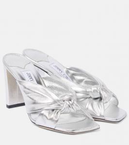 Avenue 85 мюли из металлизированной кожи Jimmy Choo, Silver
