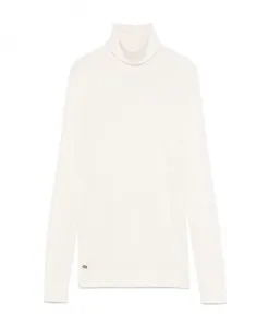 Свитер с высоким воротником из тонкой вязки цвета экрю с ребристой отделкой Ralph Lauren, бежевый