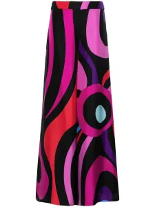 Шелковые брюки палаццо с принтом Marmo Pucci, черный