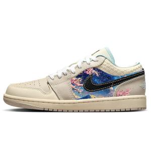 Jordan Эйр 1 противоскользящие износостойкие низкие винтажные баскетбольные кроссовки женские бежево-сине-черные, цвет Beige Blue Black