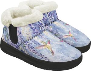 Женские зимние теплые сапоги с меховой подкладкой Удобные зимние ботинки для женщин Широкая колодка Ботильоны с нескользящей подошвой для походов Chririnla, Lavender Hummingbird