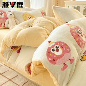 Yalu Пододеяльник 220х240 см из велюра, утепленный, флис, SpongeBob SquarePants, 4 предмета