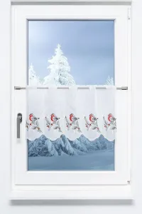 Занавеска для кафе из кружева Плауэн - пернатый друг (Ш x В) 96 см * 35 см, красный/красный Plauener Spitze