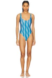 Купальник The hailey one piece Solid & Striped, wavy stripe french blue