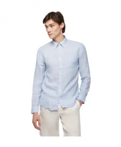 Приталенная льняная рубашка Milano Brooks Brothers, синий